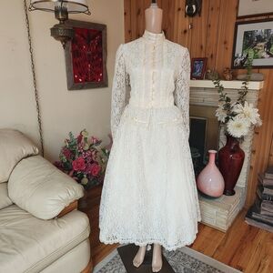 Rare Vintage Gunne Sax Lace 2-Piece Set Modern Size 8/10